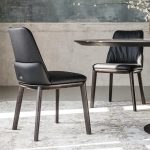 Italian minimalist dining chairs simple household solid wood chairs coffee restaurant high-end designer chairs leather seats